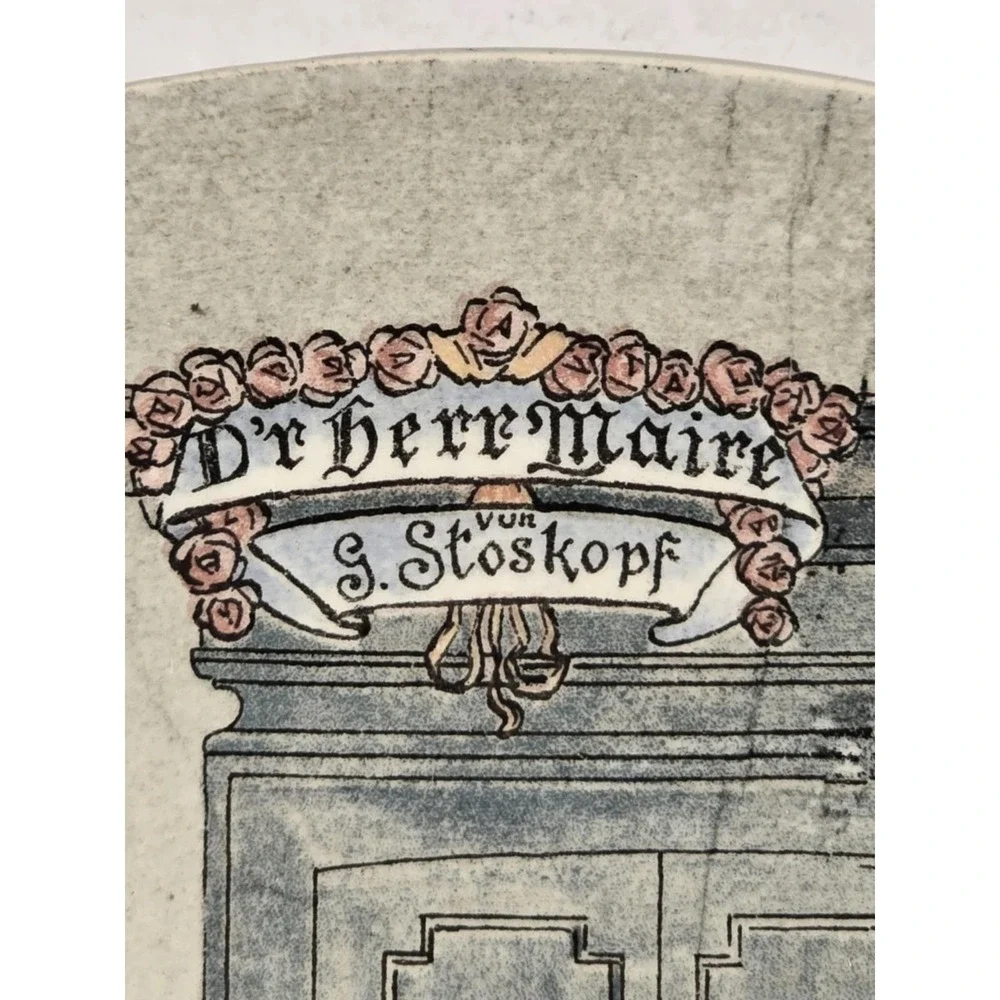 ANTIQUE SARREGUEMINES DR BERR MAIRE COMEDY PLATE BY FREDERIC RIGAMAY‎ 8.75